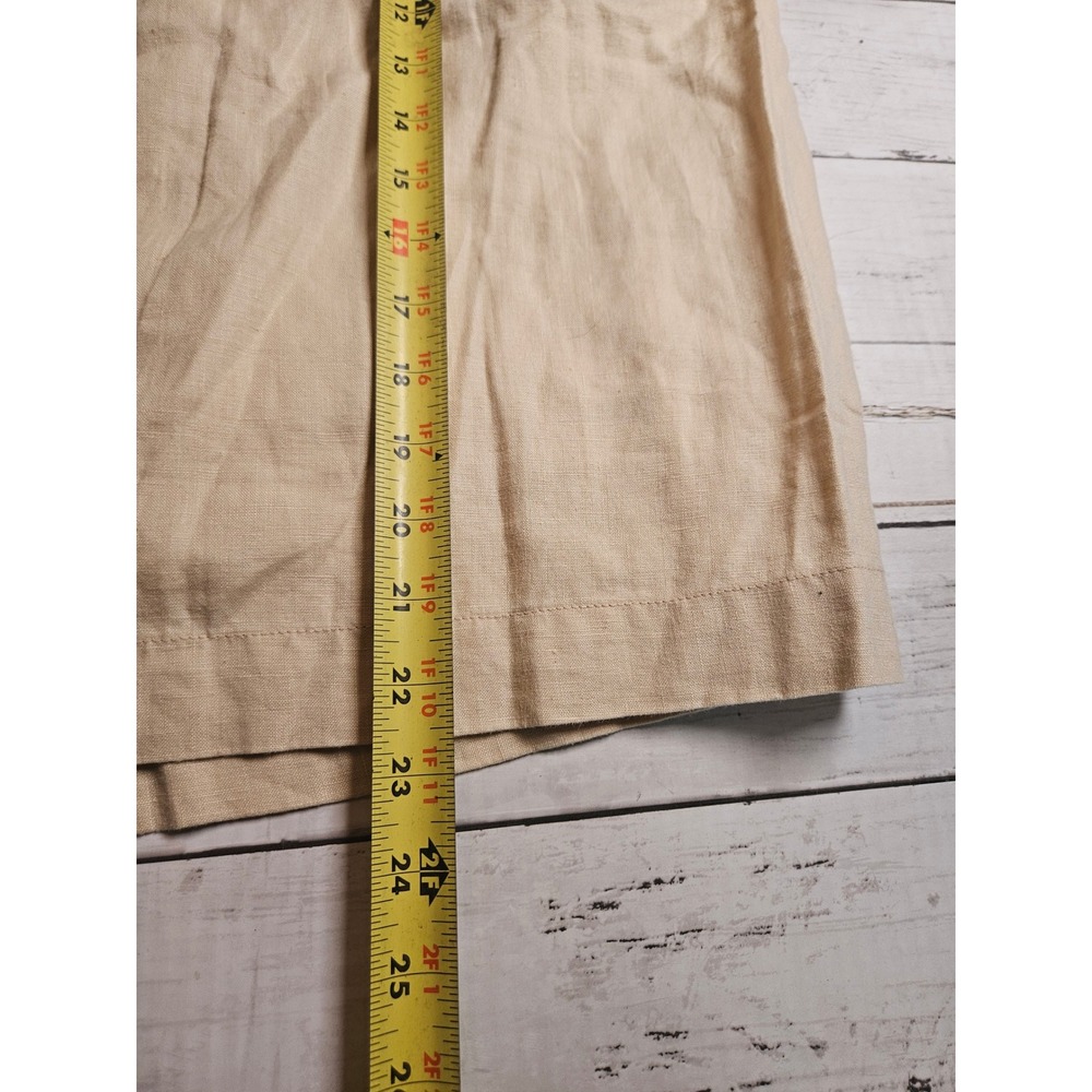 Laura Ashley Tan Beige 100% Linen Midi Skirt Size 10 Drawstring Pockets - Picture 6 of 7